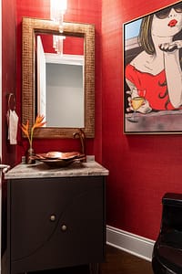Red Small Powder Bath New Construction Benjamin Moore Cheating Heart Vanity
