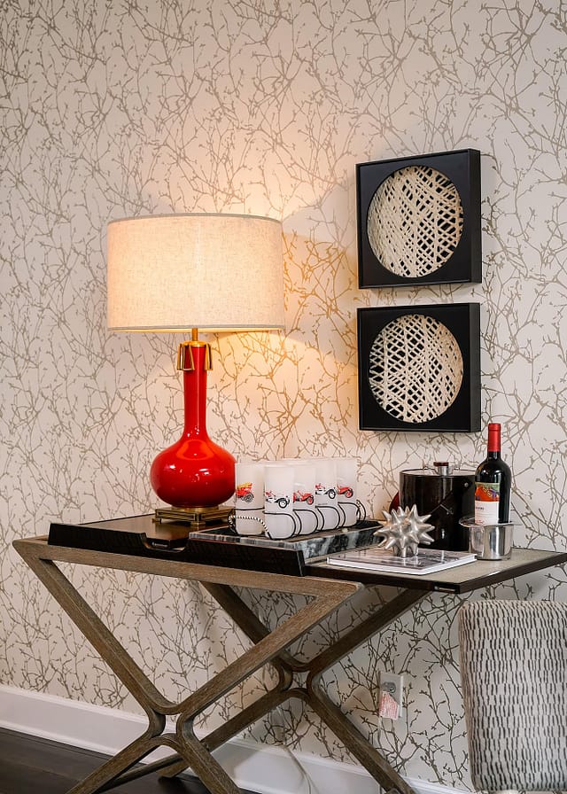 red lamp on a bar with wall paper red lamp on a bar with wall paper