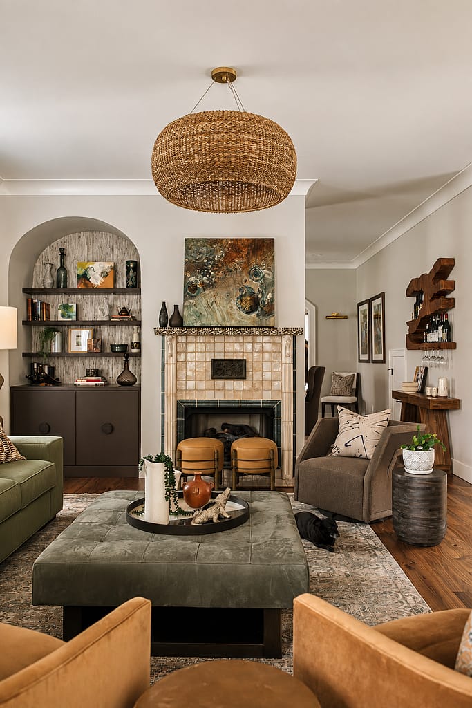 woven chandelier, peter king fireplace