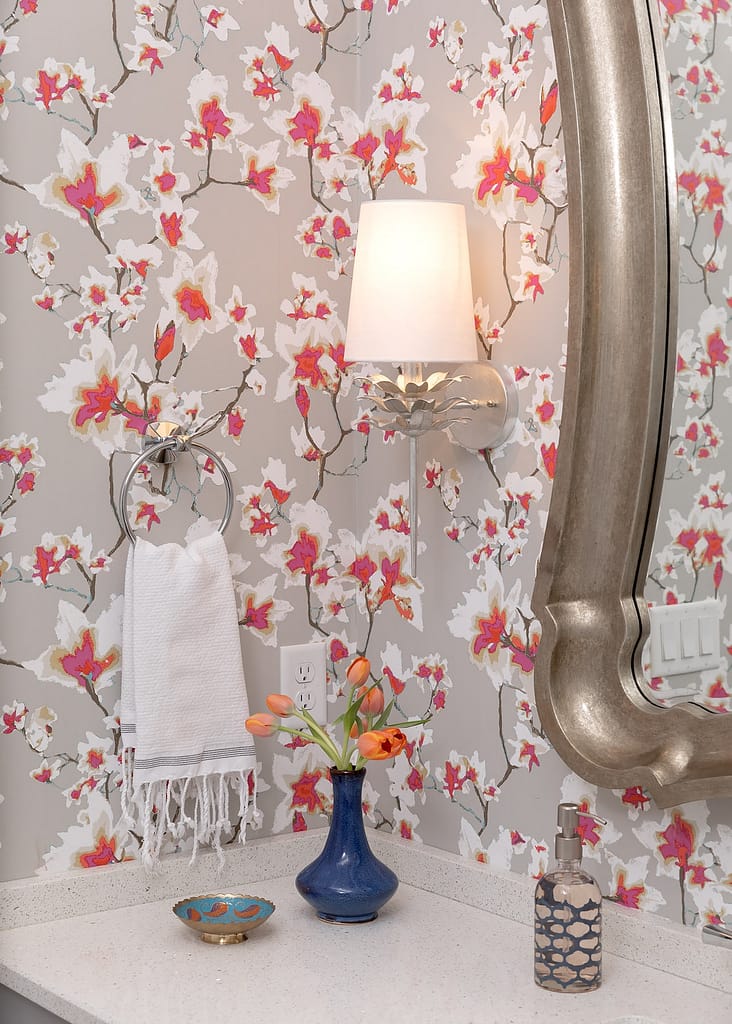 bright fun pink and grey wallpaper