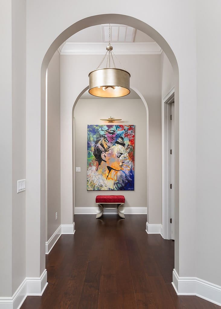 Hallway with arches and art