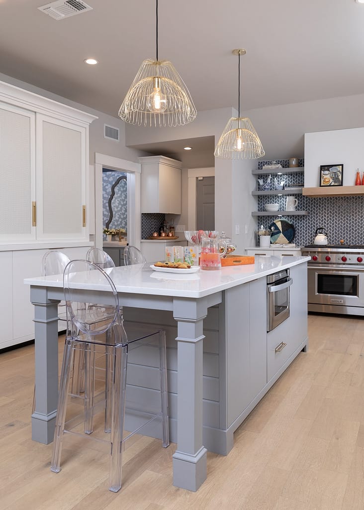 White, Blue and Grey Scandinavian Kitchen - Interior Design - Kitchen Remodel -