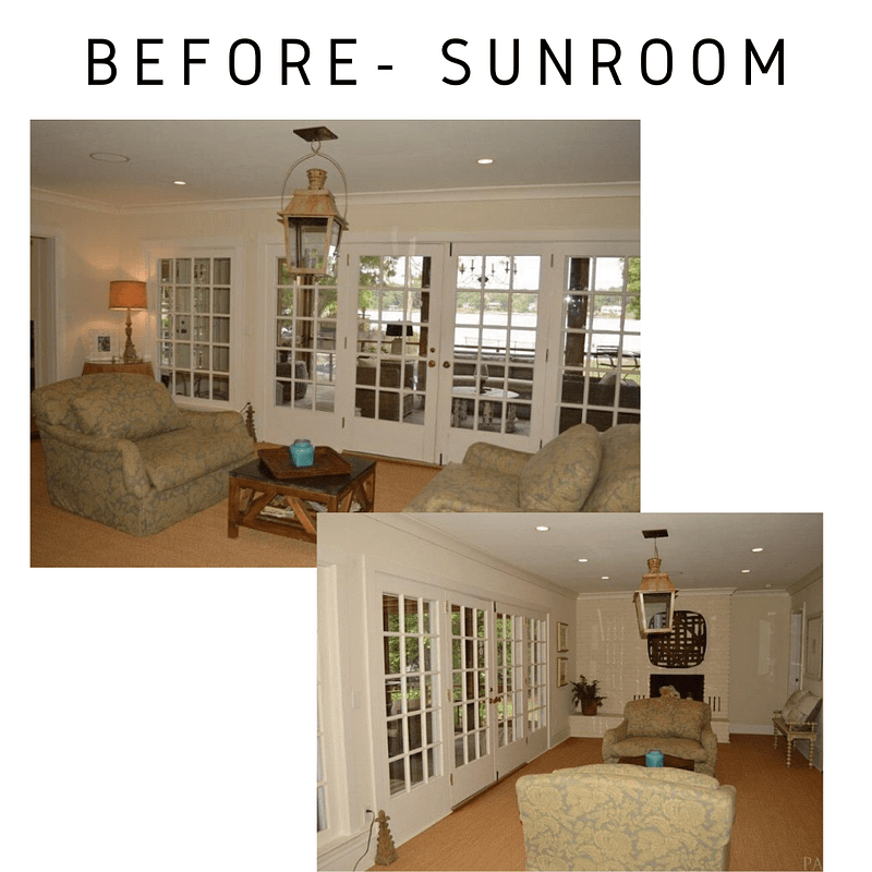before and after coastal sunroom remodel, Pensacola, florida in detail interiors